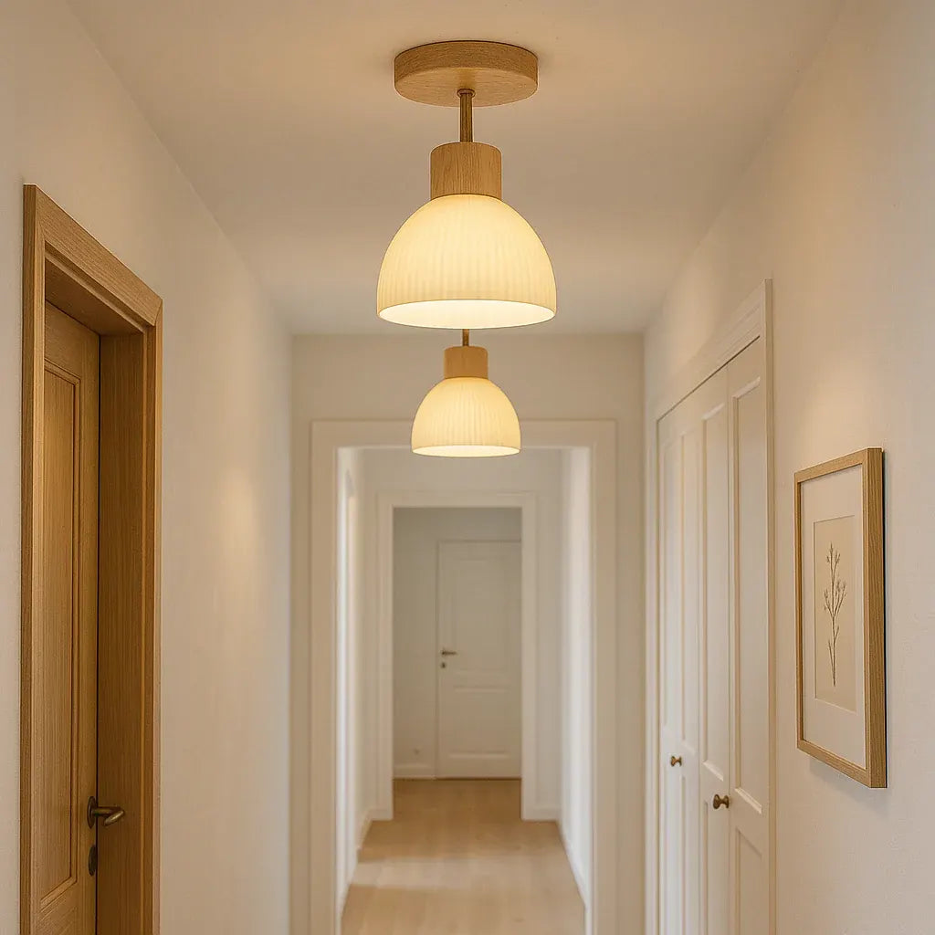 Ailse Wood and Glass LED Ceiling Light Fixture
