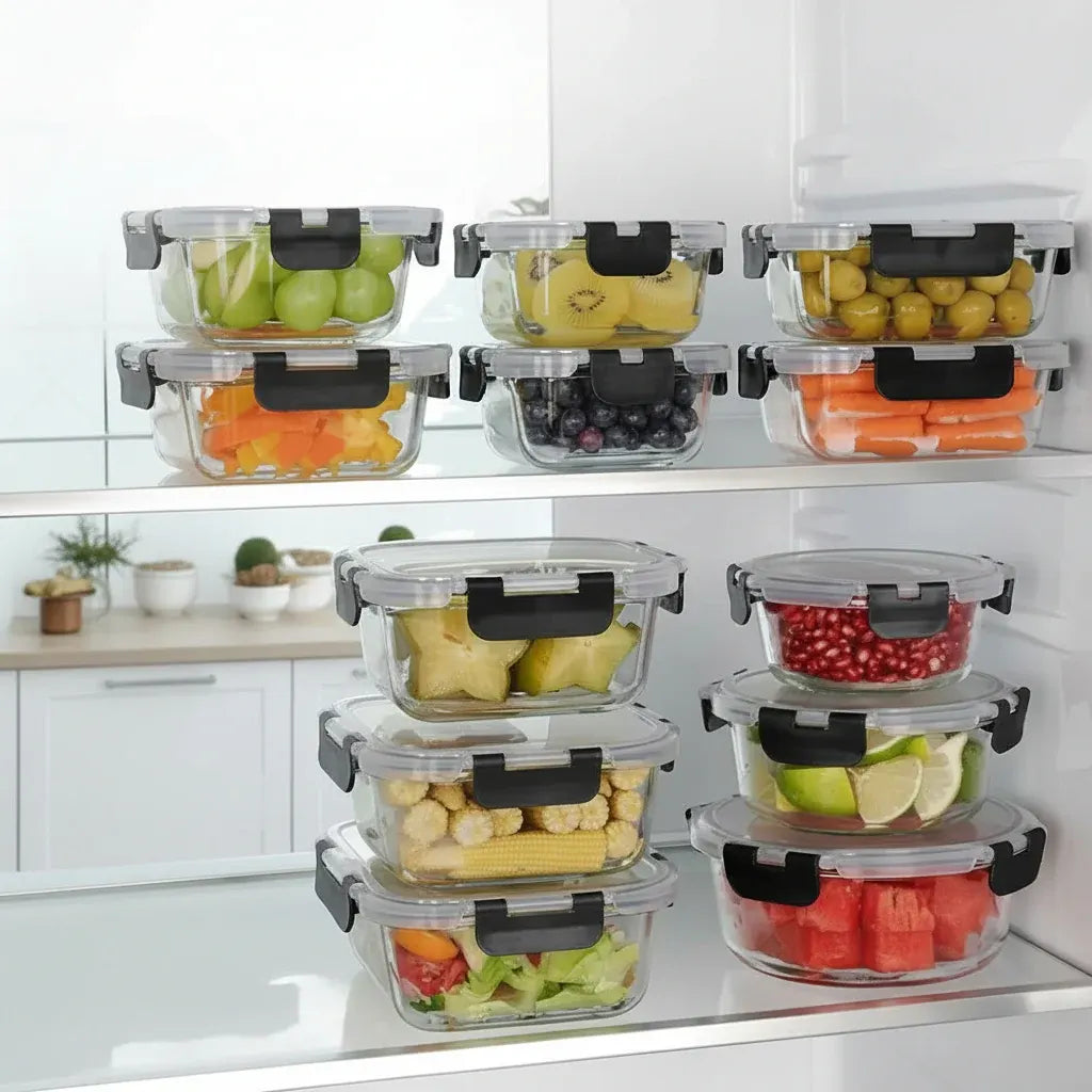 Airtight Borosilicate Glass Meal Prep Storage Container Set