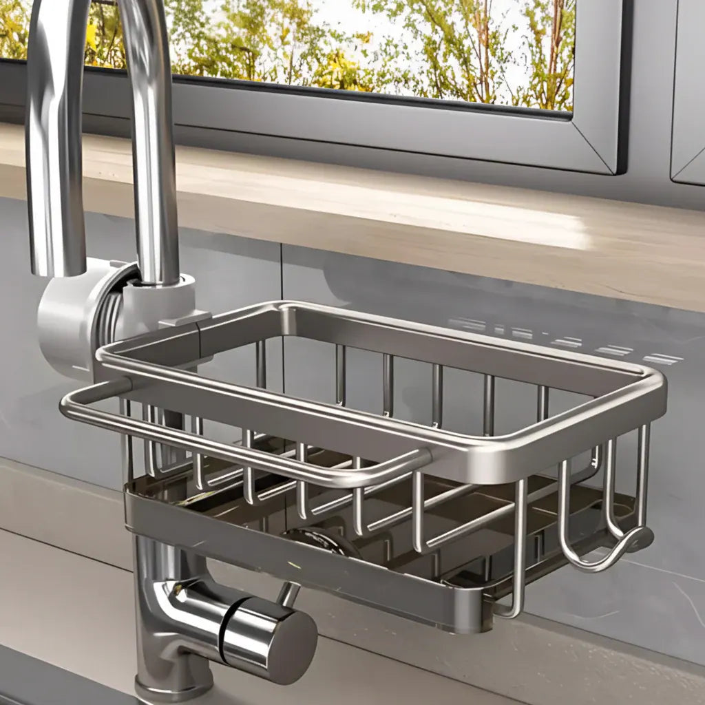 Aluminum Kitchen Sink Storage Basket with Fast-Drain Design