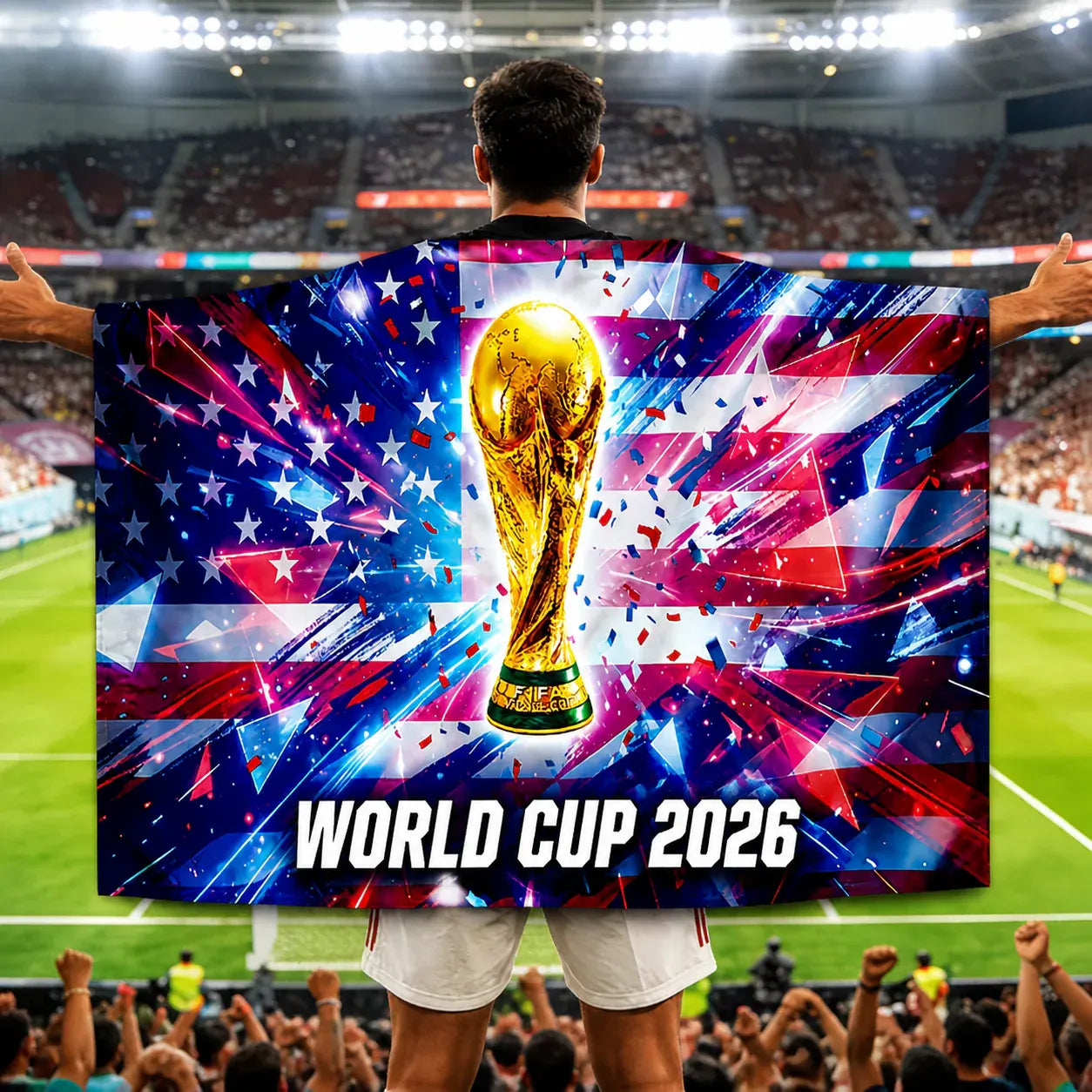 American Flag Fan Cape - Soccer World Cup Supporter Costume Accessory