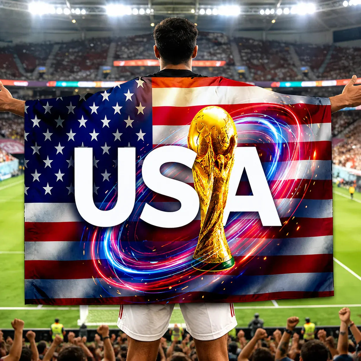 American Flag Soccer Supporter Cape - World Cup Fan Gear Game Day Banner