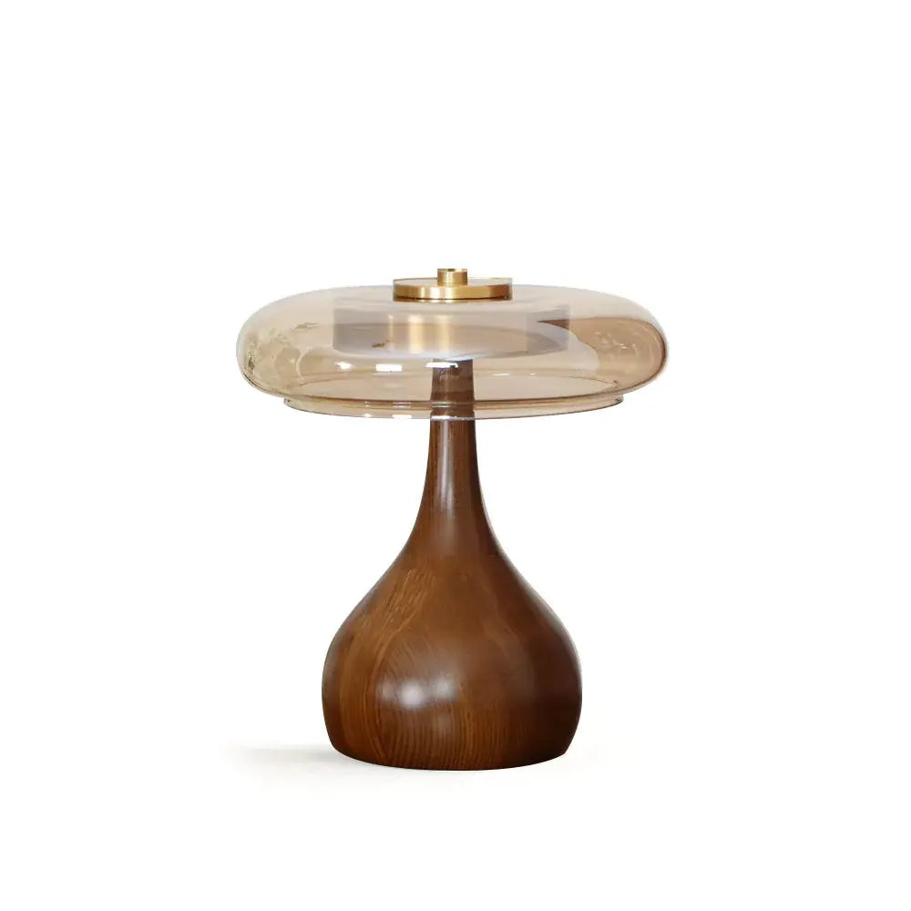 Andi Brass & Wood Glass Table Lamp | Modern Accent Lighting