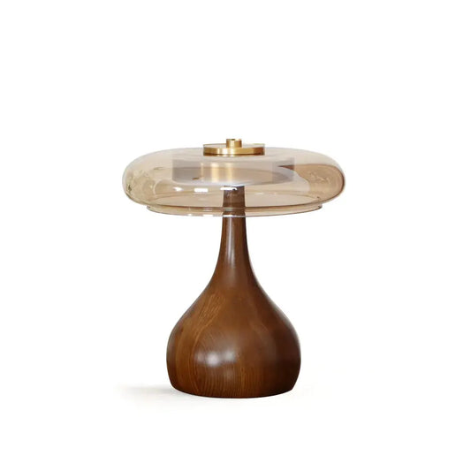 Andi Brass & Wood Glass Table Lamp | Modern Accent Lighting