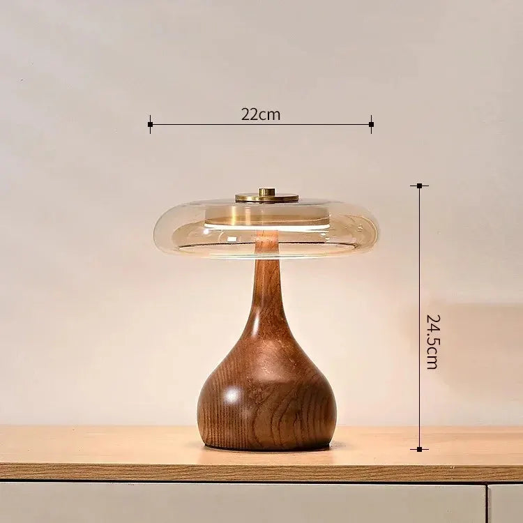 Andi Brass & Wood Glass Table Lamp | Modern Accent Lighting