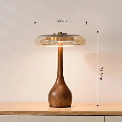Andi Brass & Wood Glass Table Lamp | Modern Accent Lighting