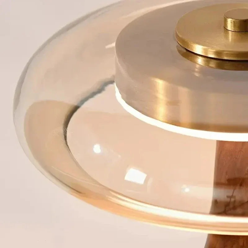 Andi Brass & Wood Glass Table Lamp | Modern Accent Lighting