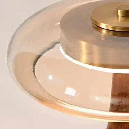 Andi Brass & Wood Glass Table Lamp | Modern Accent Lighting