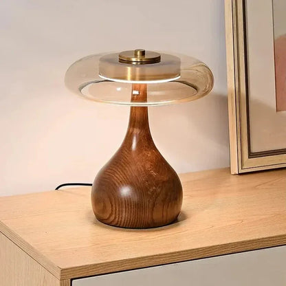 Andi Brass & Wood Glass Table Lamp | Modern Accent Lighting