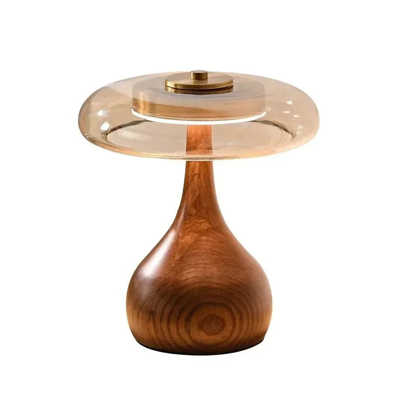 Andi Brass & Wood Glass Table Lamp | Modern Accent Lighting