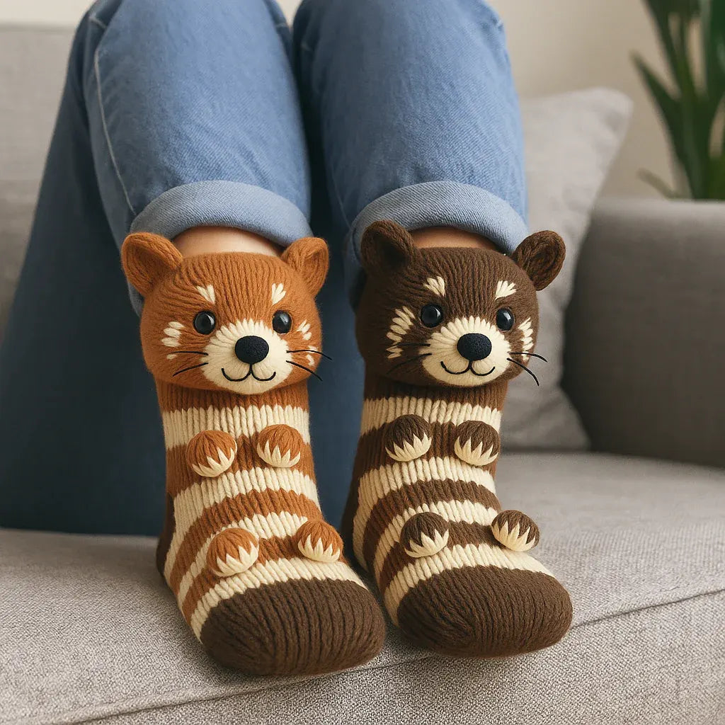 Animal 3D Print House Design Warm Non-Slip Socks