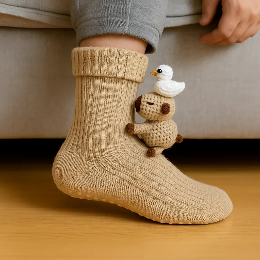 Animal 3D Print House Design Warm Non-Slip Socks
