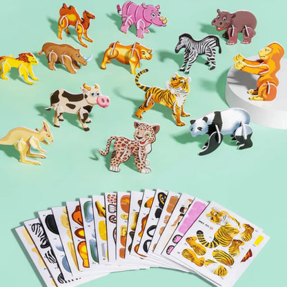 Animal 3D Puzzle Set for Kids – Educational Cartoon Toy