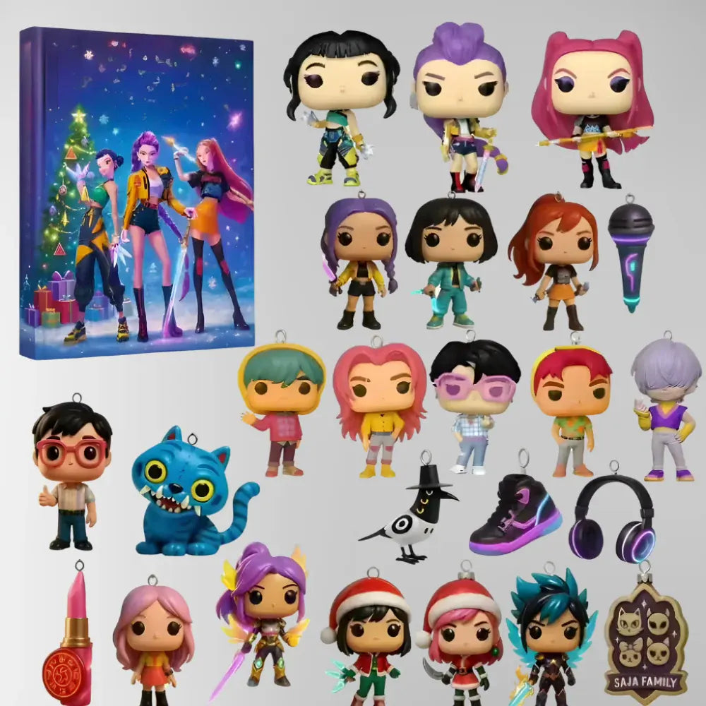 Anime Countdown Calendar with Collectible Figures, Holiday Gift Box