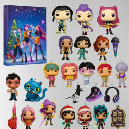 Anime Countdown Calendar with Collectible Figures, Holiday Gift Box