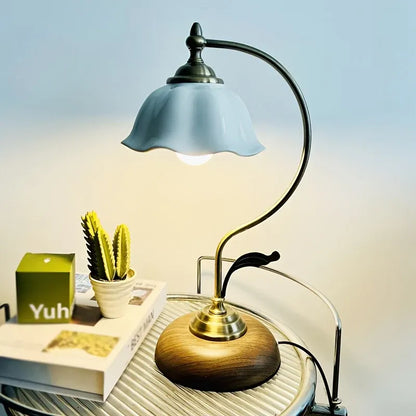 Antique Brass Gooseneck Table Lamp with USB Port | Vintage-Style Bedside Light