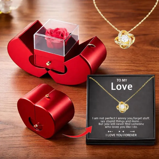 Apple-Shaped Rose Flower Jewelry Gift Box with Soap Petals