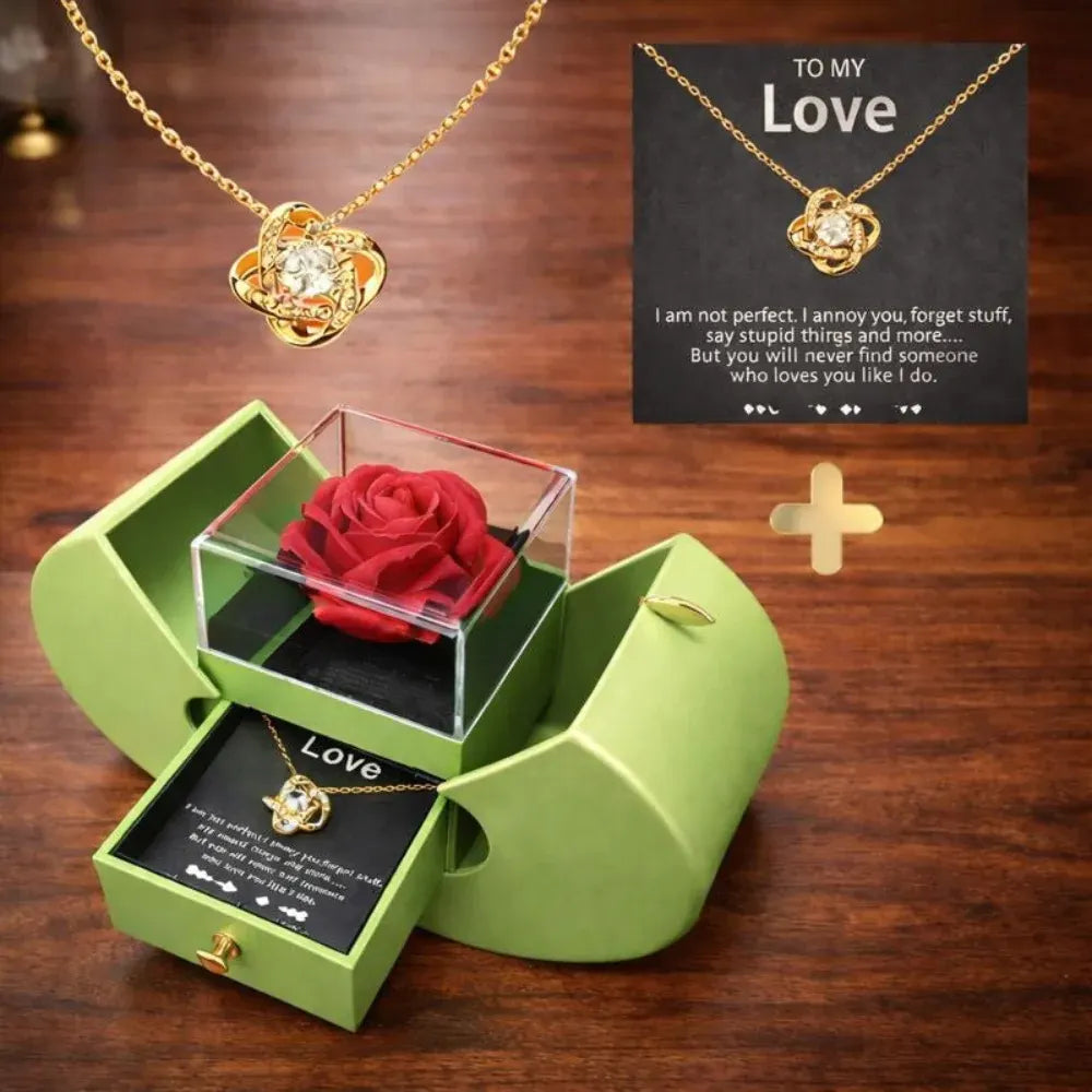 Apple-Shaped Rose Flower Jewelry Gift Box with Soap Petals
