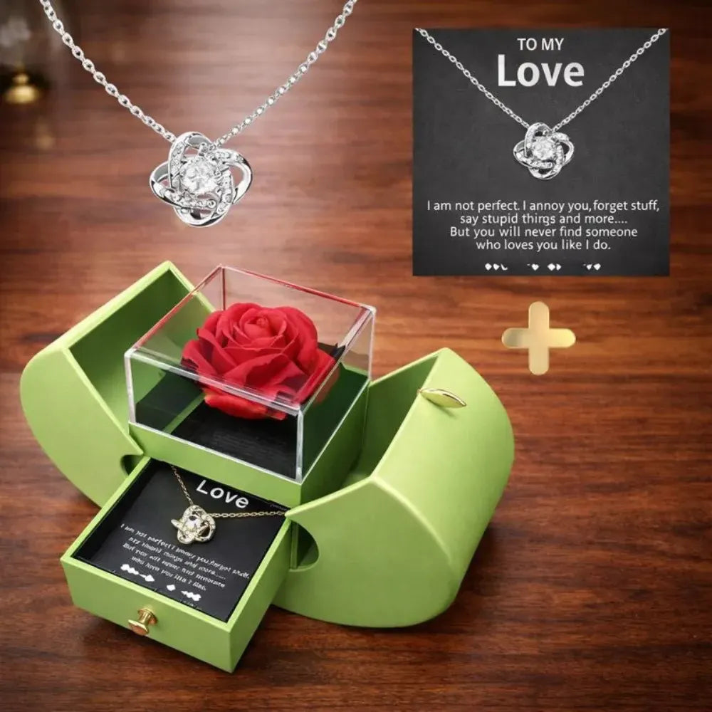 Apple-Shaped Rose Flower Jewelry Gift Box with Soap Petals