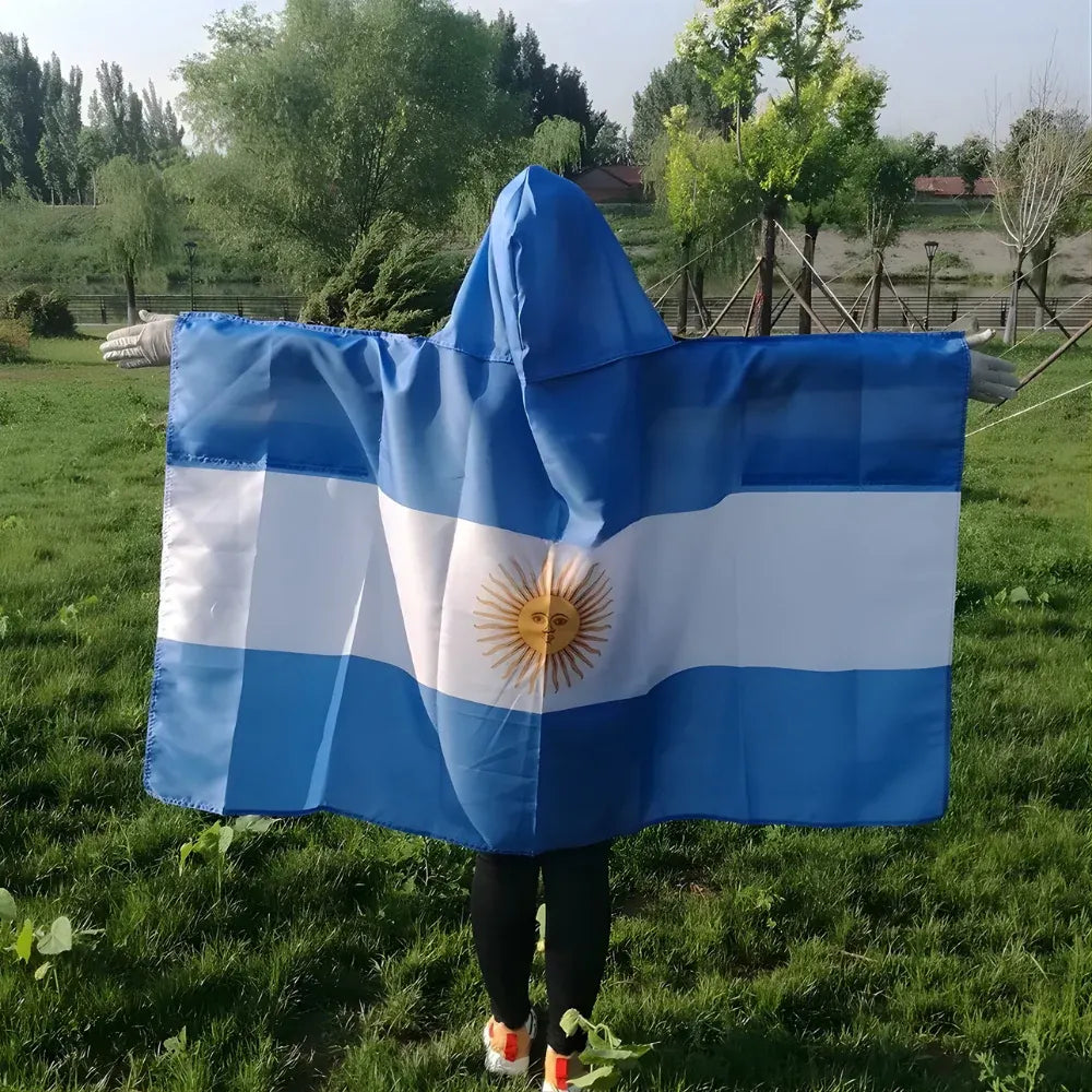 Argentina Flag Hooded Cape for World Cup Fans