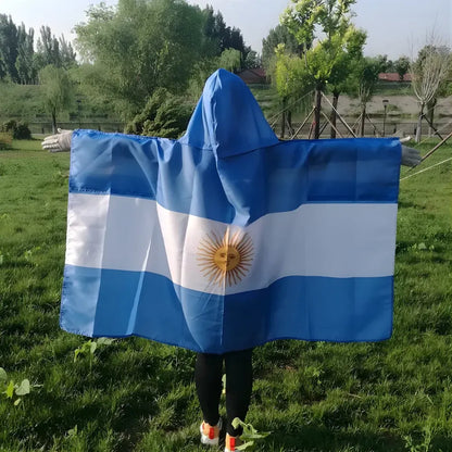 Argentina Flag Hooded Cape for World Cup Fans