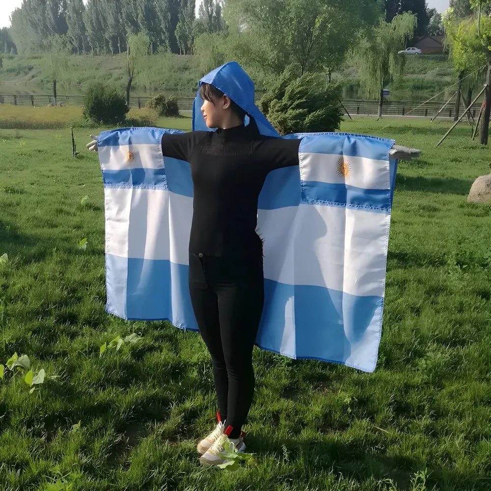 Argentina Flag Hooded Cape for World Cup Fans