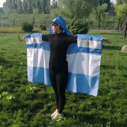 Argentina Flag Hooded Cape for World Cup Fans