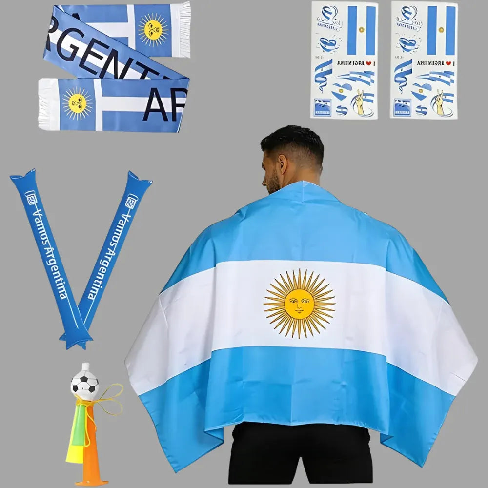 Argentina Flag World Cup Soccer Scarf & Thunder Clappers