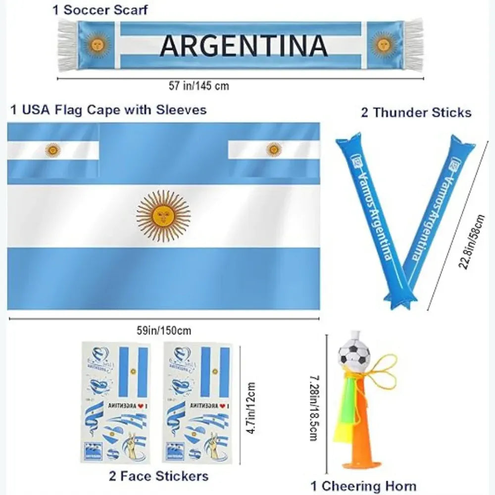 Argentina Flag World Cup Soccer Scarf & Thunder Clappers