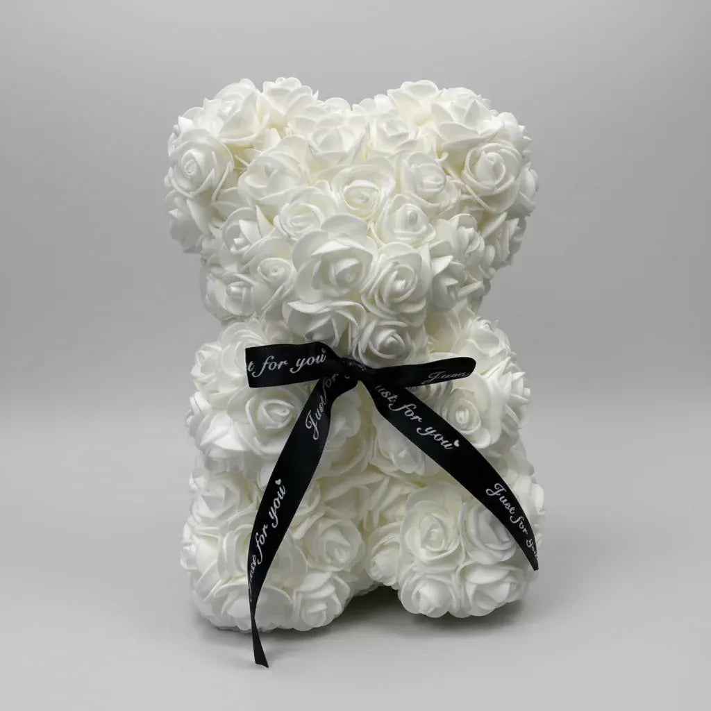Artificial Rose Flower Teddy Bear Decoration – Mother's Day Gift