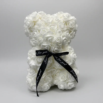 Artificial Rose Flower Teddy Bear Decoration – Mother's Day Gift