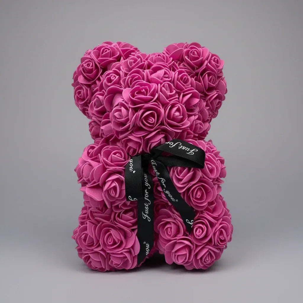 Artificial Rose Flower Teddy Bear Decoration – Mother's Day Gift