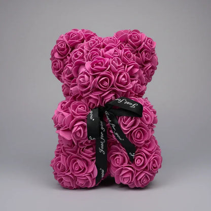 Artificial Rose Flower Teddy Bear Decoration – Mother's Day Gift