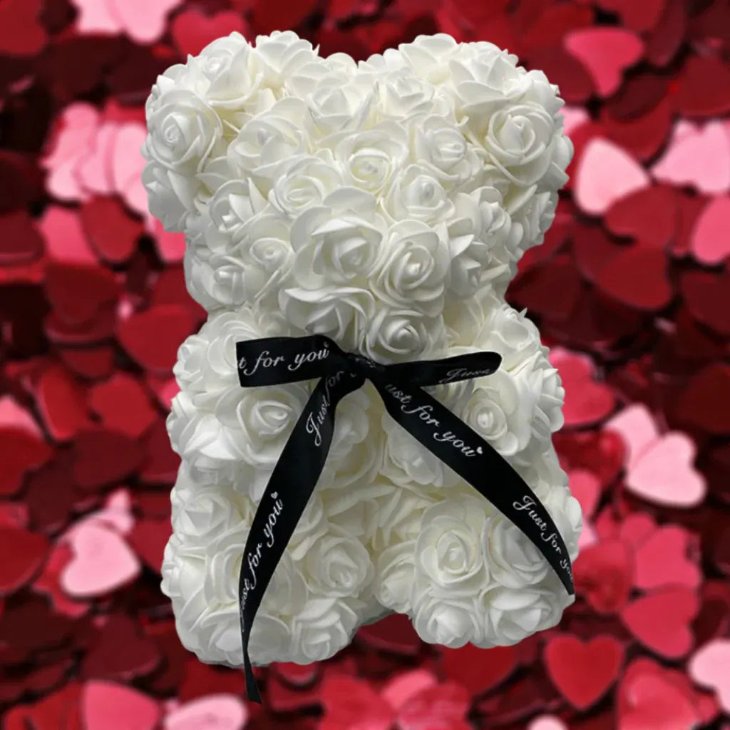 Artificial Rose Flower Teddy Bear Decoration – Mother's Day Gift