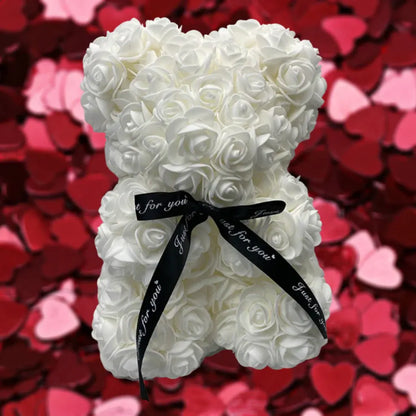 Artificial Rose Flower Teddy Bear Decoration – Mother's Day Gift