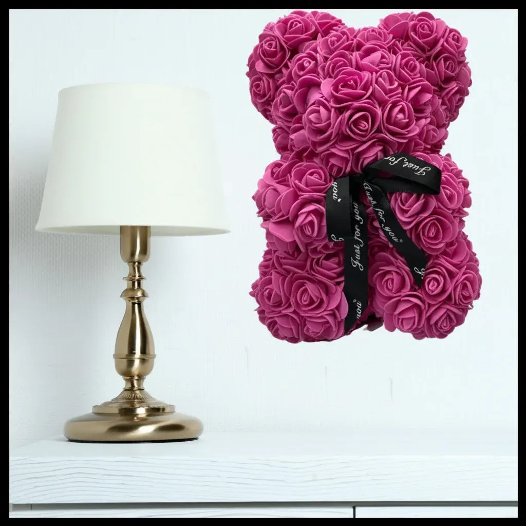 Artificial Rose Flower Teddy Bear Decoration – Mother's Day Gift