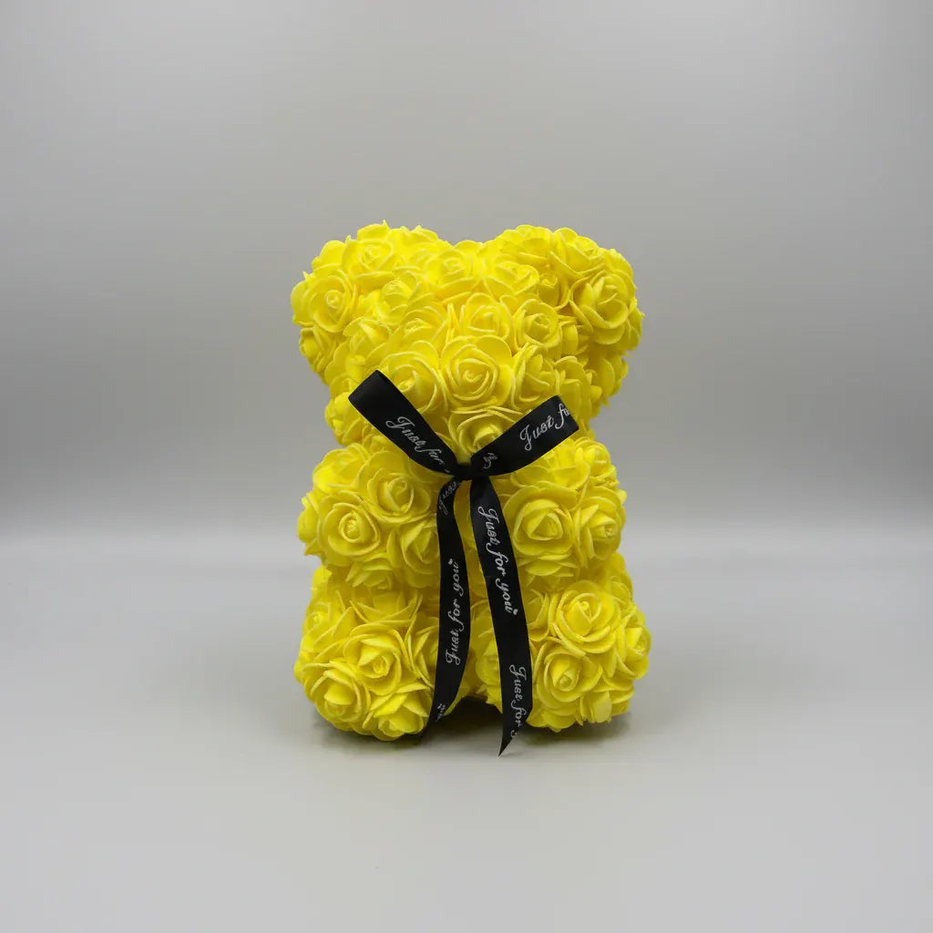 Artificial Rose Flower Teddy Bear Decoration – Mother's Day Gift