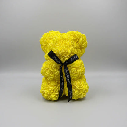 Artificial Rose Flower Teddy Bear Decoration – Mother's Day Gift