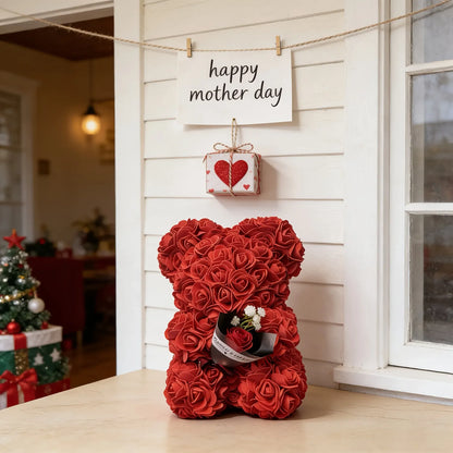 Artificial Rose Flower Teddy Bear Mother's Day Gift Decor