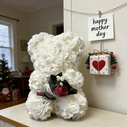 Artificial Rose Flower Teddy Bear Mother's Day Gift Decor