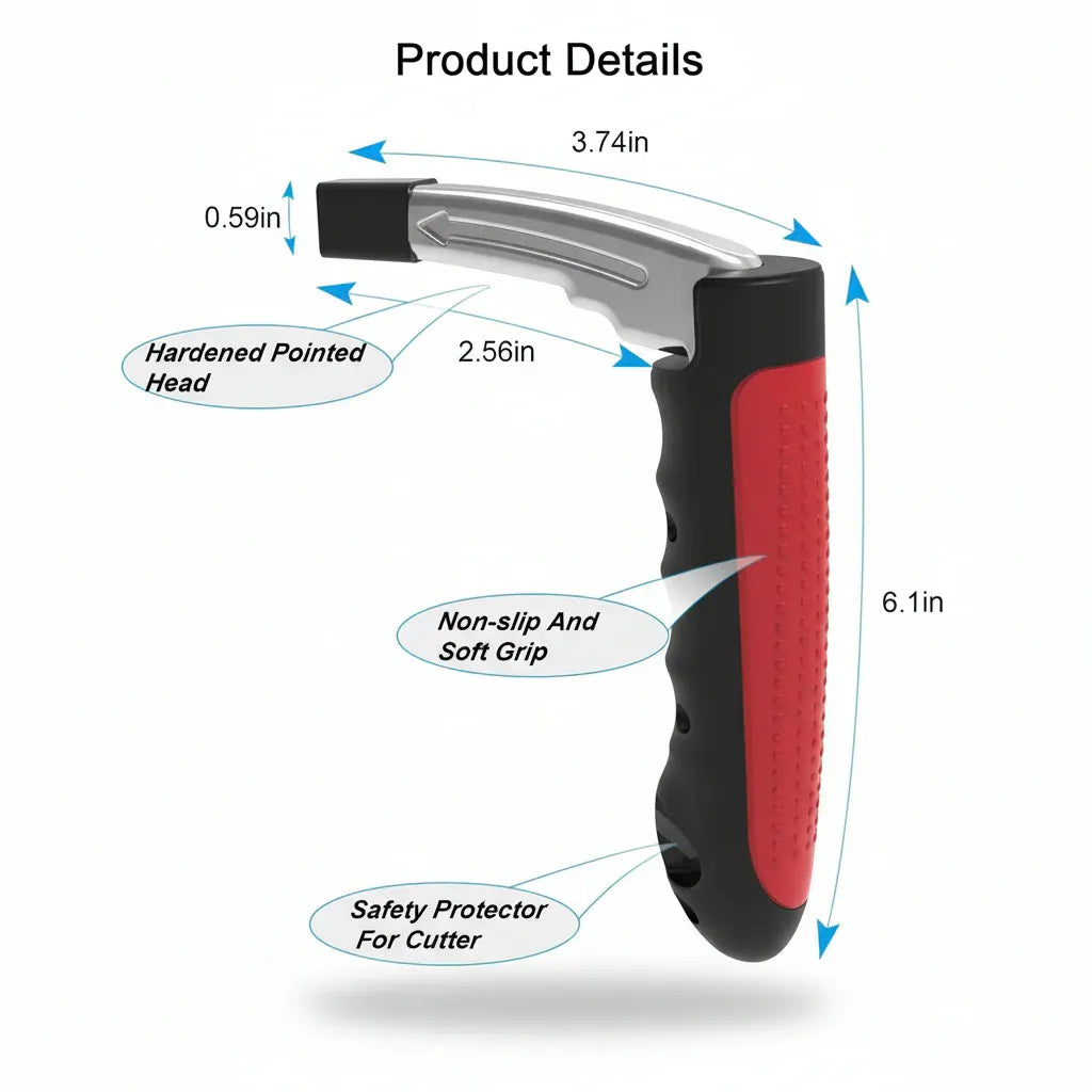 Auto Emergency Assist Handle with Window Breaker Safety Tool