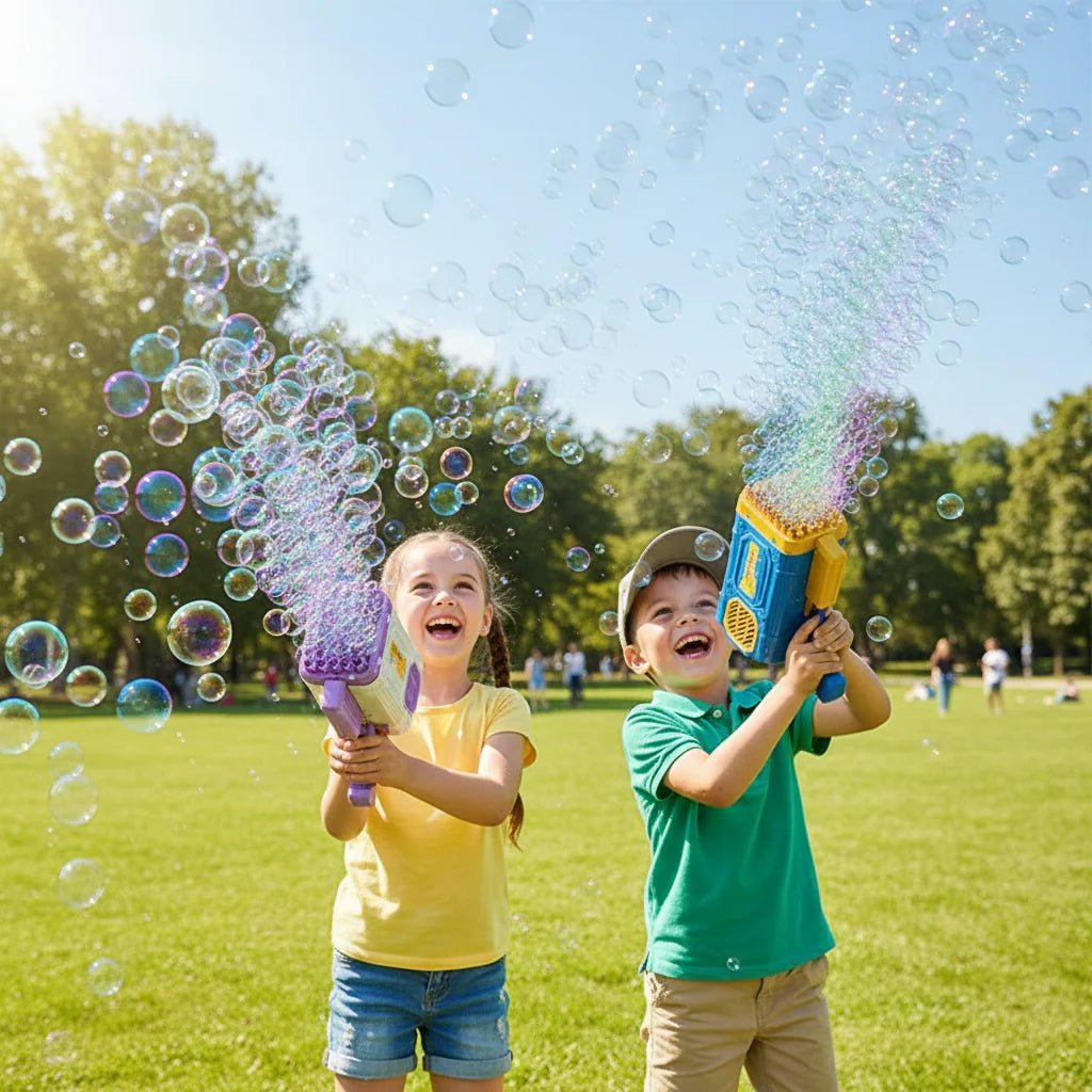 Automatic Bubble Blower Toy with Rechargeable Battery for Outdoor Play