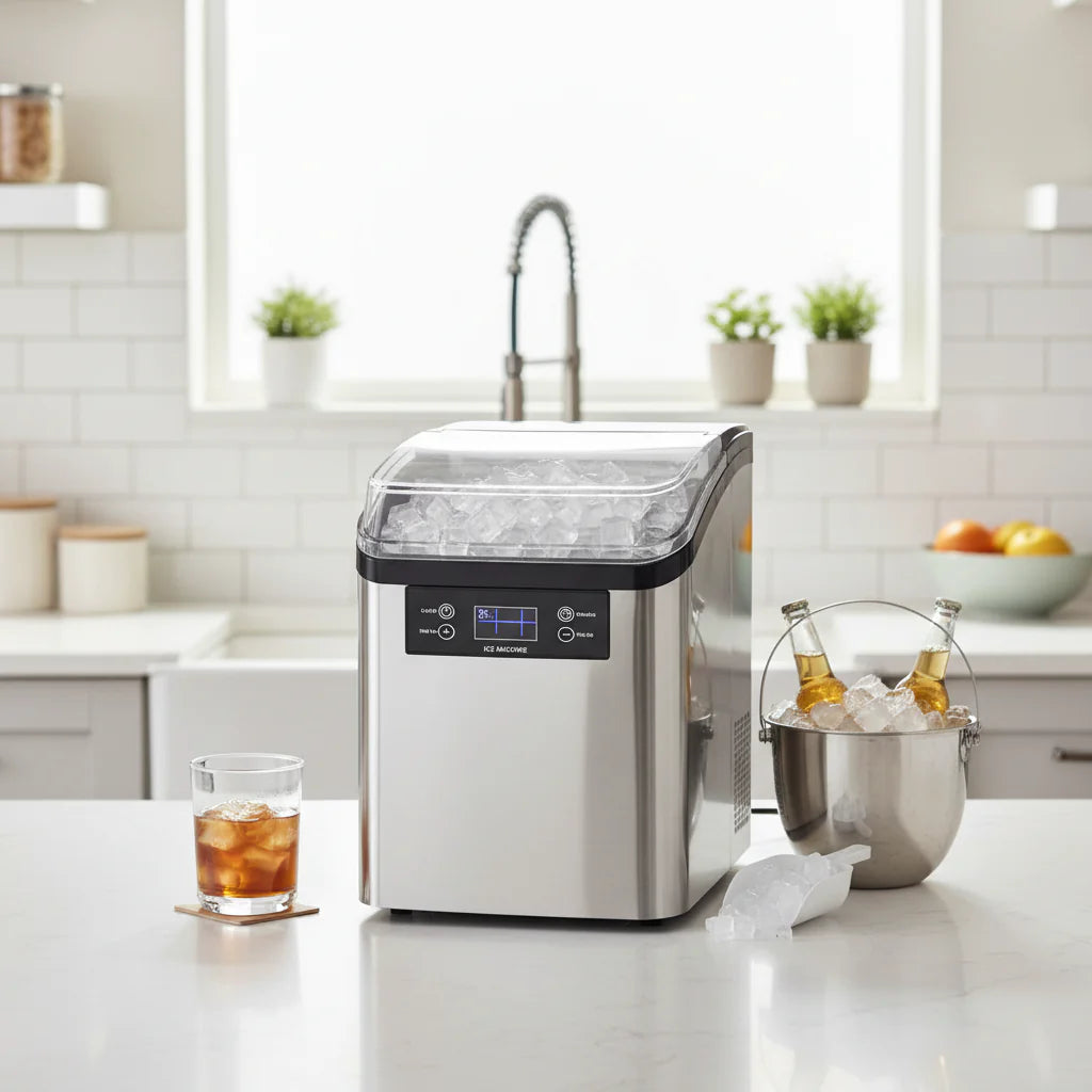 Automatic Countertop Ice Cube Maker Machine - Large Capacity Design