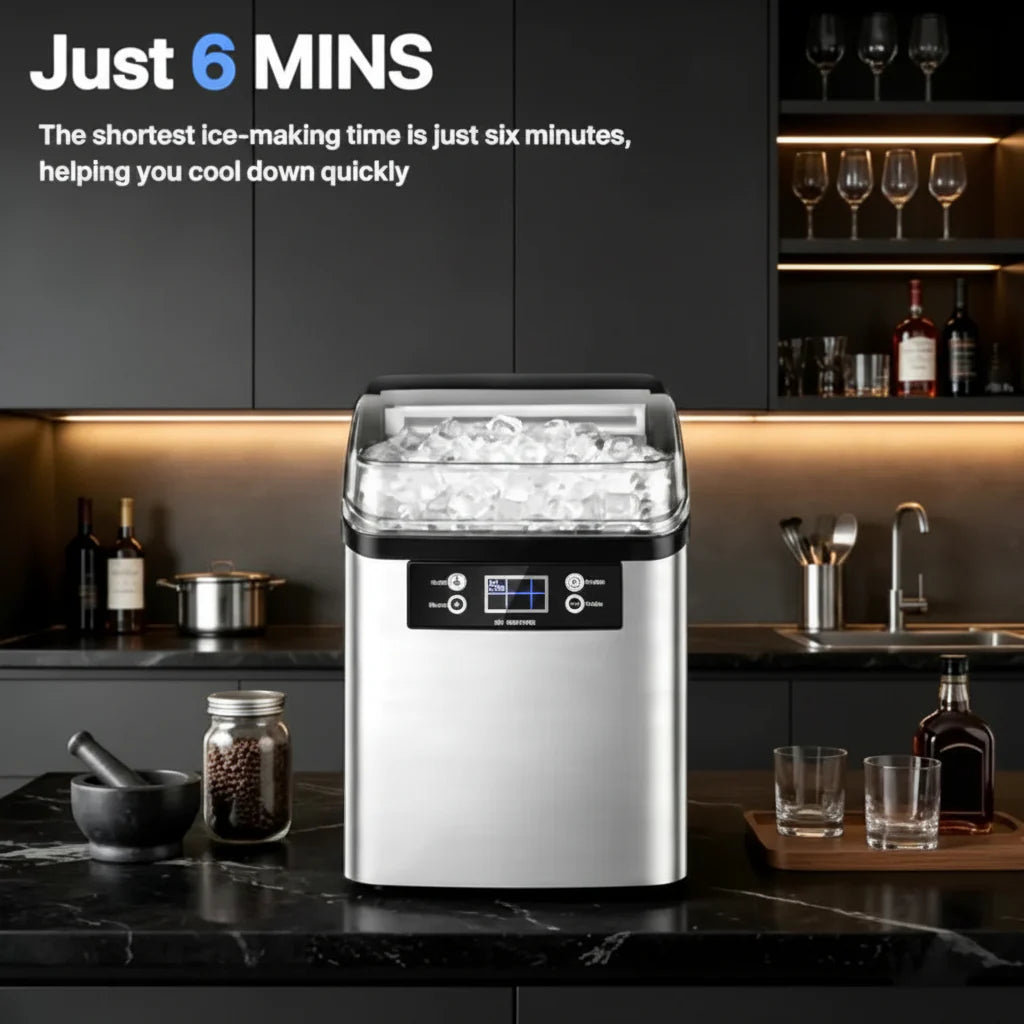 Automatic Countertop Ice Cube Maker Machine - Large Capacity Design