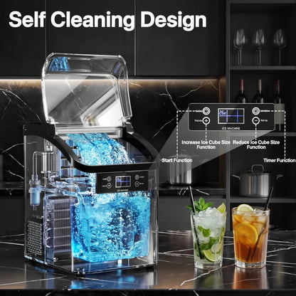 Automatic Countertop Ice Cube Maker Machine - Large Capacity Design