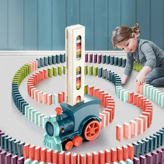 Automatic Domino Train Building Set for Kids with Sound & Light Effects