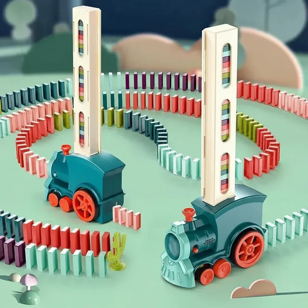 Automatic Domino Train Building Set for Kids with Sound & Light Effects