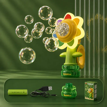 Automatic Flower-Shaped Bubble Blower Machine for Kids