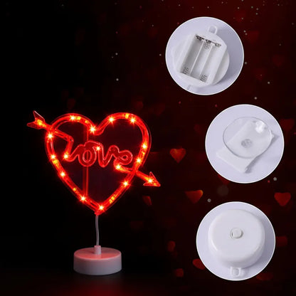 Battery-Operated Heart LED Suction Cup Window Light for Romantic Decor