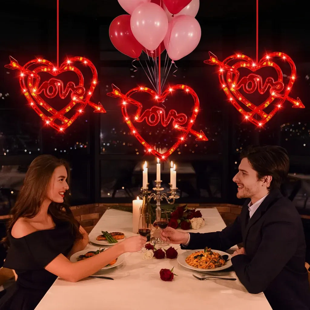 Battery-Operated Heart LED Suction Cup Window Light for Romantic Decor