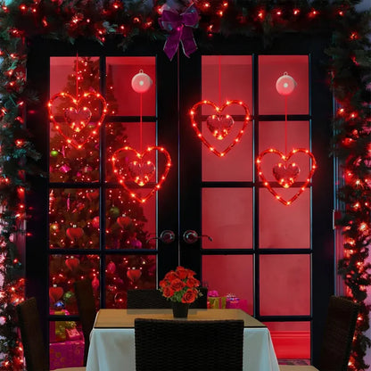 Battery-Operated Heart LED Suction Cup Window Light for Romantic Decor